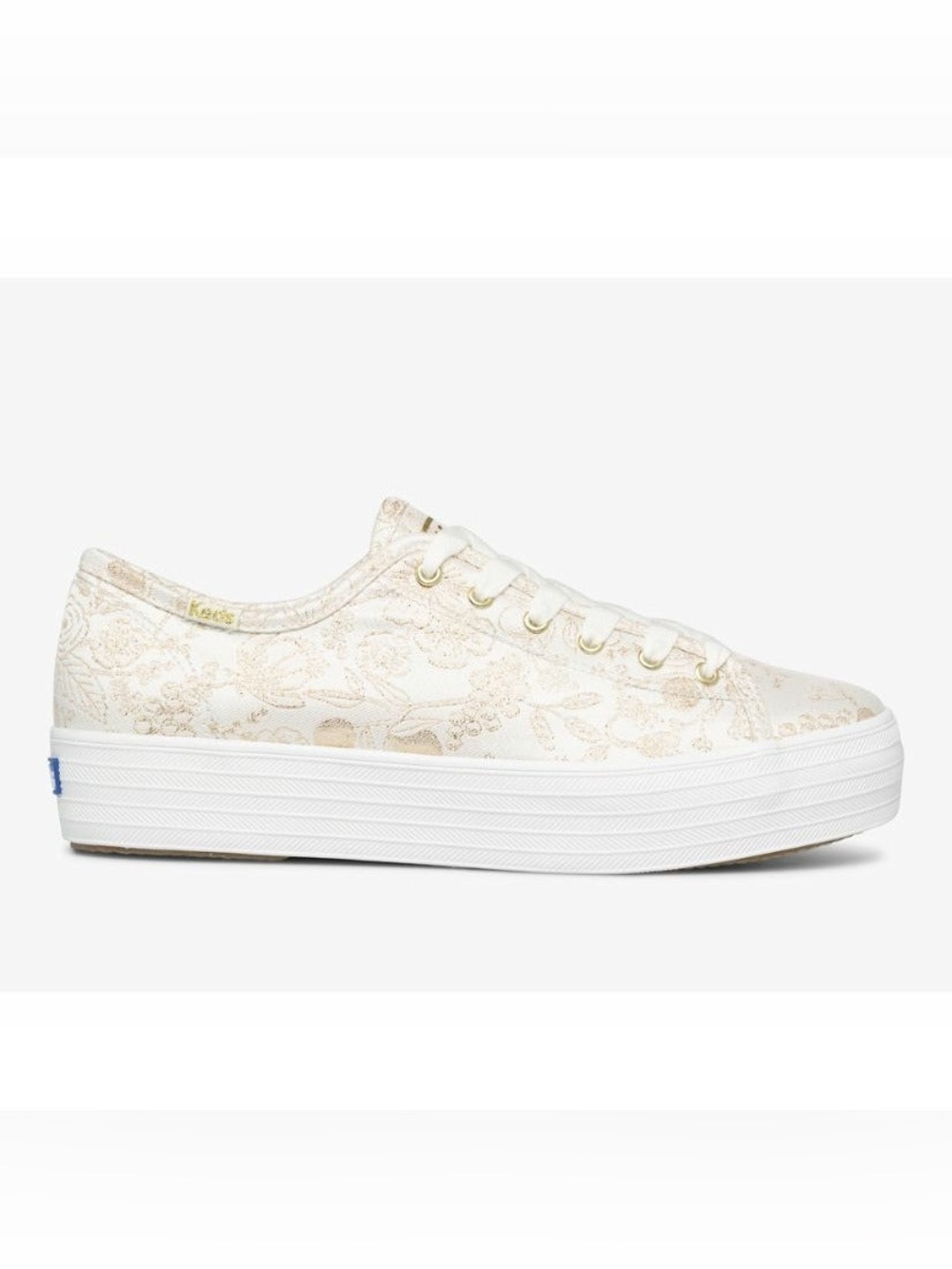Keds x Rifle Paper Company Triple Kick Colette Jacquard Sneaker in Gold Cream